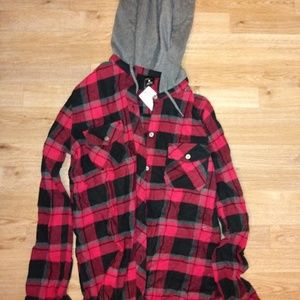 NWT Plaid hoodie shirt